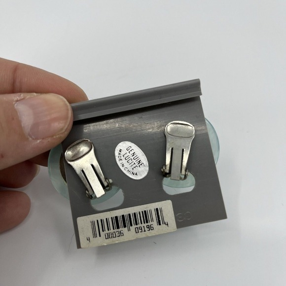 Vintage Ocean Blue Lucite Round Large Clip-on Earrings MOD Button‎ 1" - Picture 4 of 7